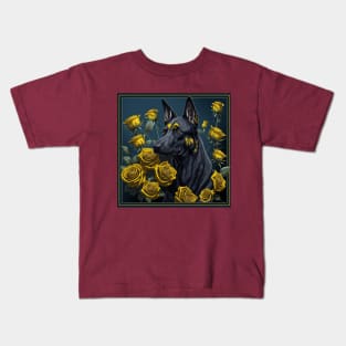 Belgian malinois yellow roses 2 Kids T-Shirt